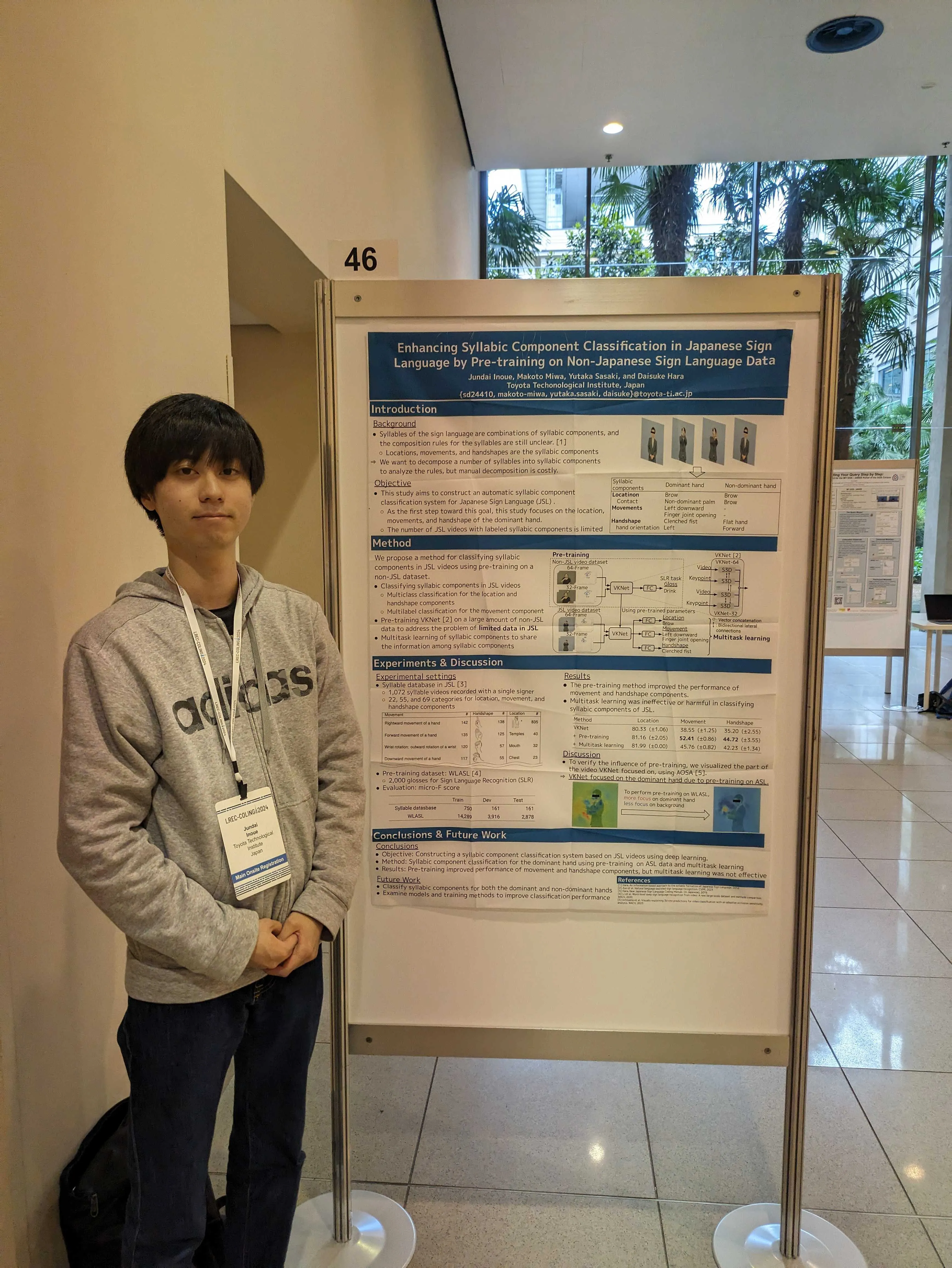 当研究室のM1井上さんがLREC-Coling 2024で発表を行いました